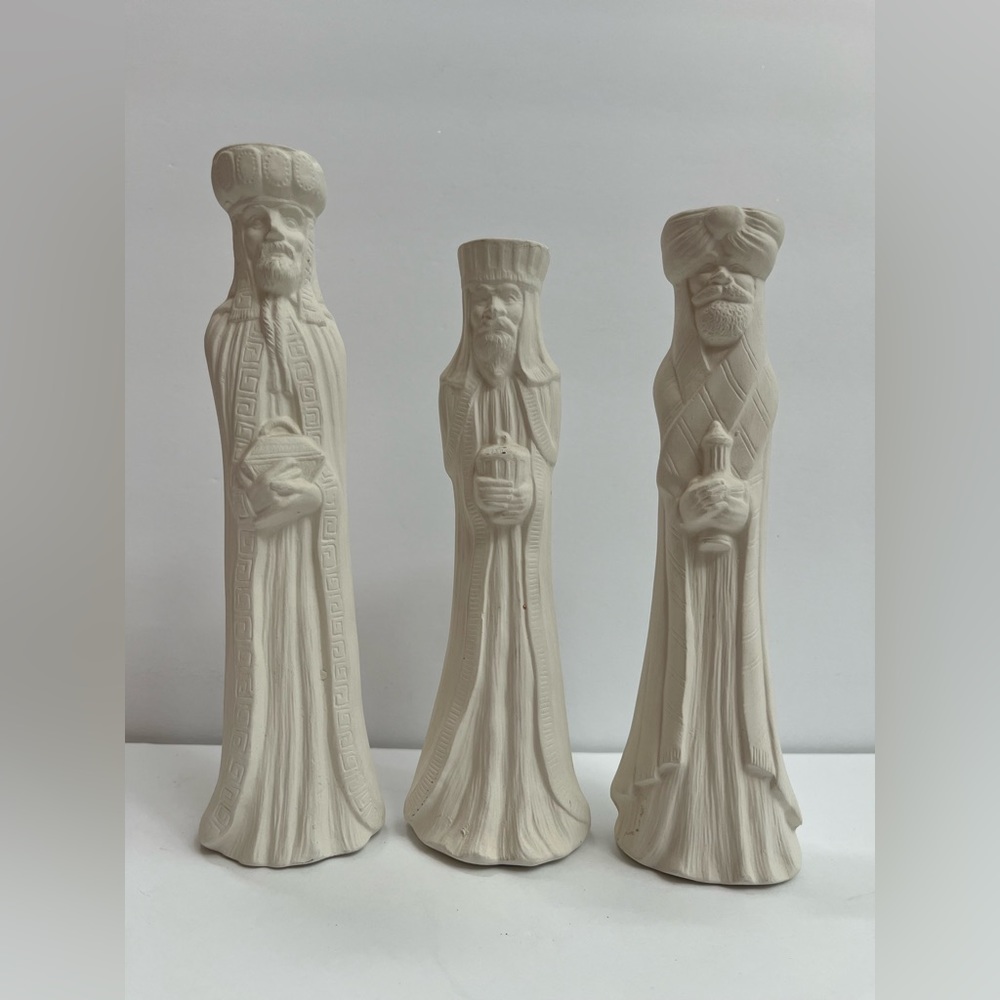 3 WISE MEN ~ WHITE CERAMIC 8" TALL